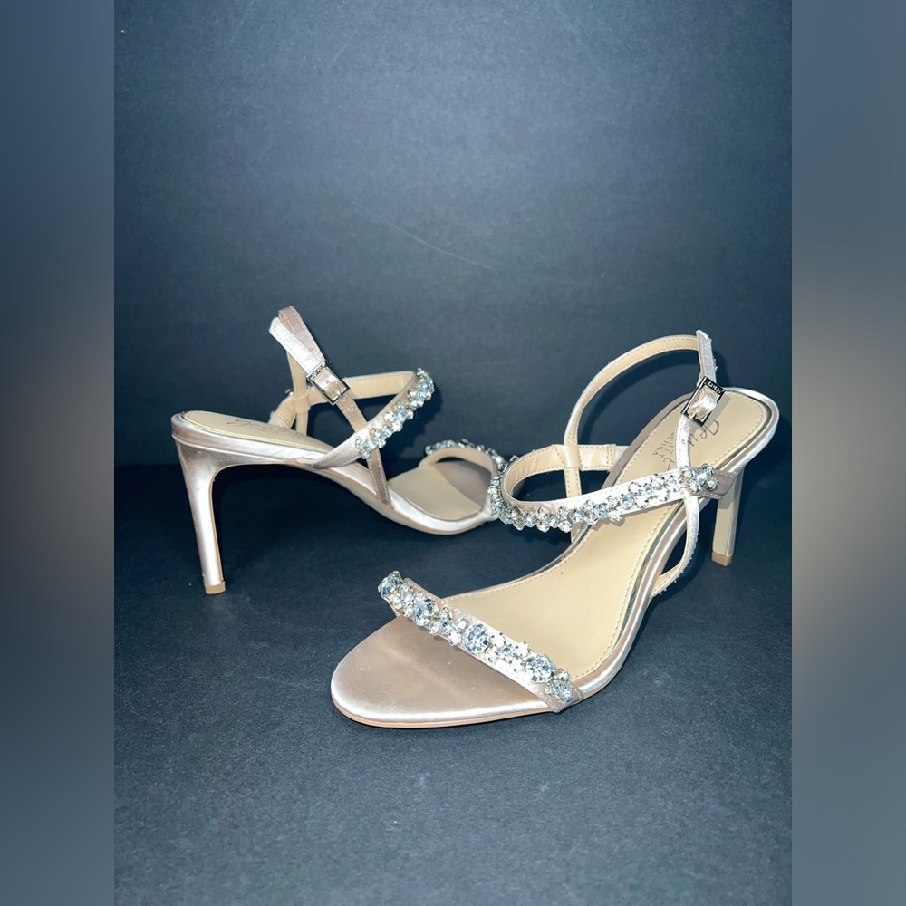 $120 Jewel Badgley Mischka Donna Crystal Pointed Stiletto Heels Shoes Sz 7